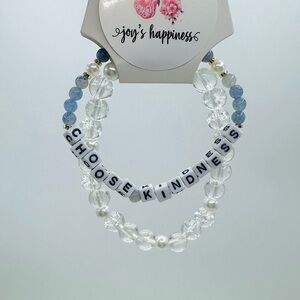Choose Kindness Clear & Blue Beaded Bracelets